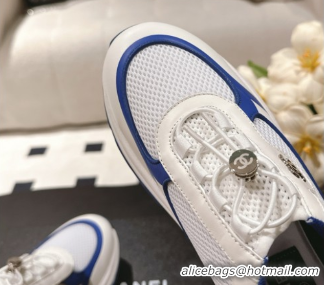 Purchase Chanel Calfskin and Mesh Sneakers Blue 2025 CH061006