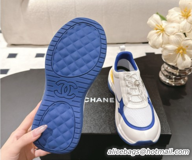 Purchase Chanel Calfskin and Mesh Sneakers Blue 2025 CH061006