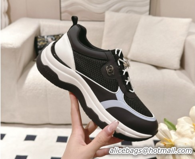 Good Quality Chanel Calfskin and Mesh Sneakers Black 2025 CH061006