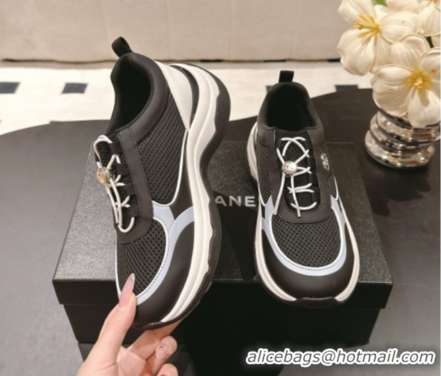 Good Quality Chanel Calfskin and Mesh Sneakers Black 2025 CH061006