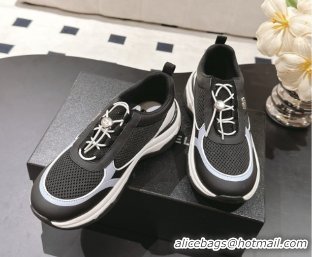 Good Quality Chanel Calfskin and Mesh Sneakers Black 2025 CH061006