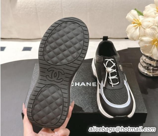 Good Quality Chanel Calfskin and Mesh Sneakers Black 2025 CH061006