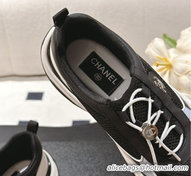 Good Quality Chanel Calfskin and Mesh Sneakers Black 2025 CH061006