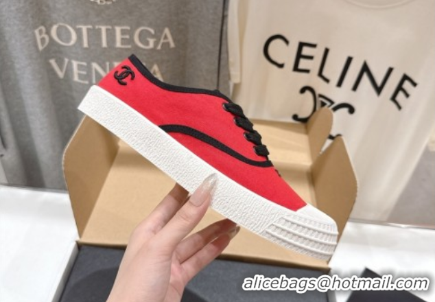 Grade Quality Chanel Canvas Sneakers Red 2025 CH061007