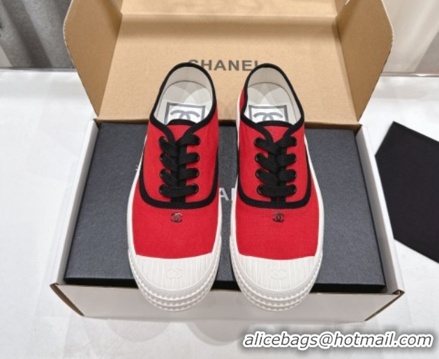 Grade Quality Chanel Canvas Sneakers Red 2025 CH061007