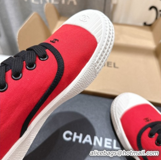 Grade Quality Chanel Canvas Sneakers Red 2025 CH061007