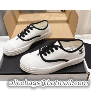 Top Grade Chanel Canvas Sneakers White 2025 CH061007