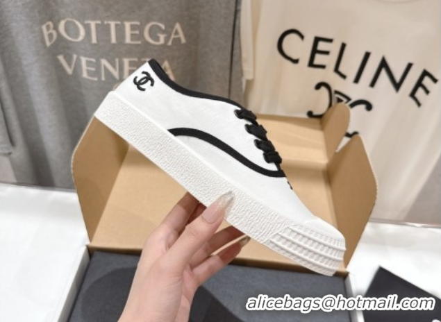 Top Grade Chanel Canvas Sneakers White 2025 CH061007