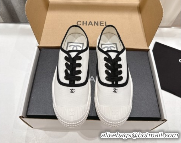 Top Grade Chanel Canvas Sneakers White 2025 CH061007