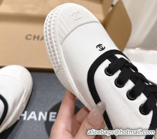 Top Grade Chanel Canvas Sneakers White 2025 CH061007