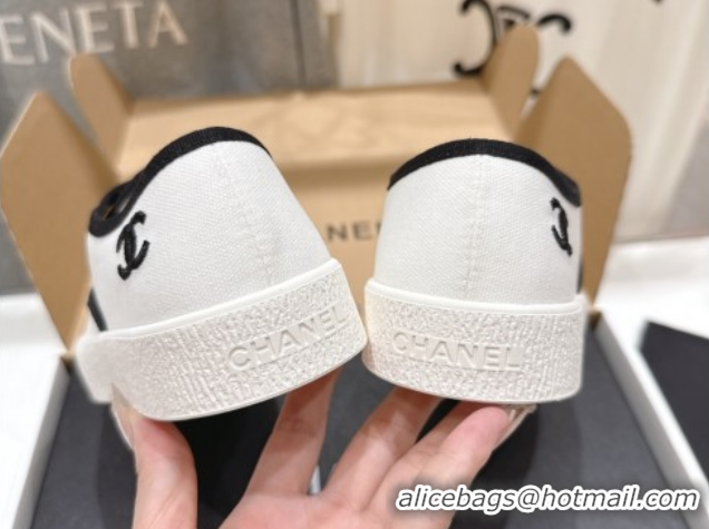 Top Grade Chanel Canvas Sneakers White 2025 CH061007