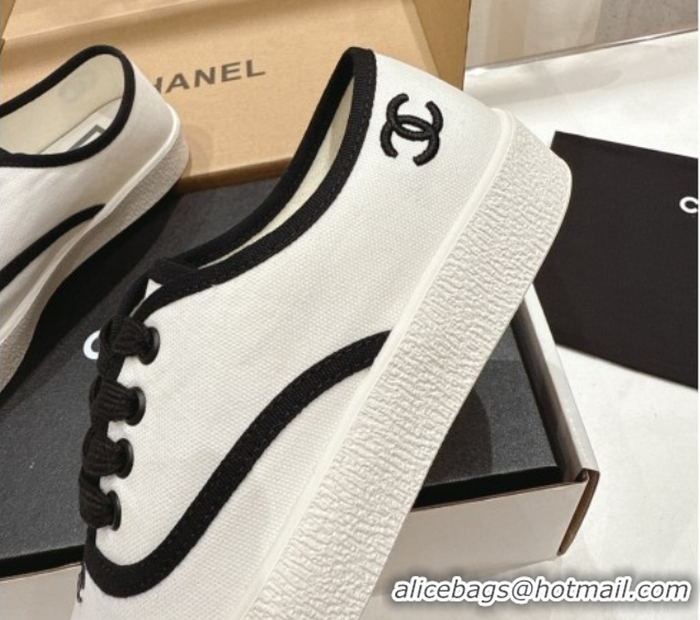 Top Grade Chanel Canvas Sneakers White 2025 CH061007