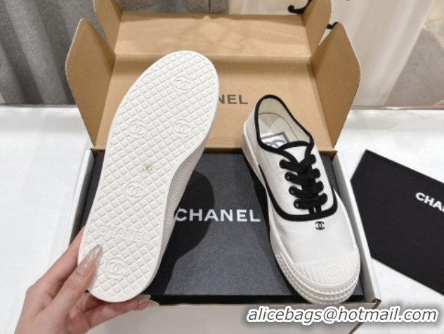 Top Grade Chanel Canvas Sneakers White 2025 CH061007