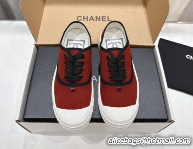 Discount Chanel Canvas Sneakers Dark Orange 2025 CH061007