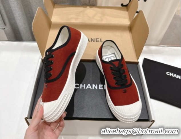 Discount Chanel Canvas Sneakers Dark Orange 2025 CH061007