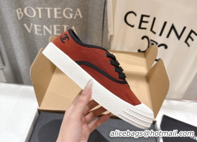 Discount Chanel Canvas Sneakers Dark Orange 2025 CH061007