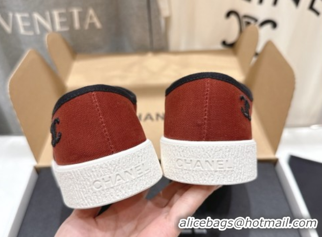 Discount Chanel Canvas Sneakers Dark Orange 2025 CH061007