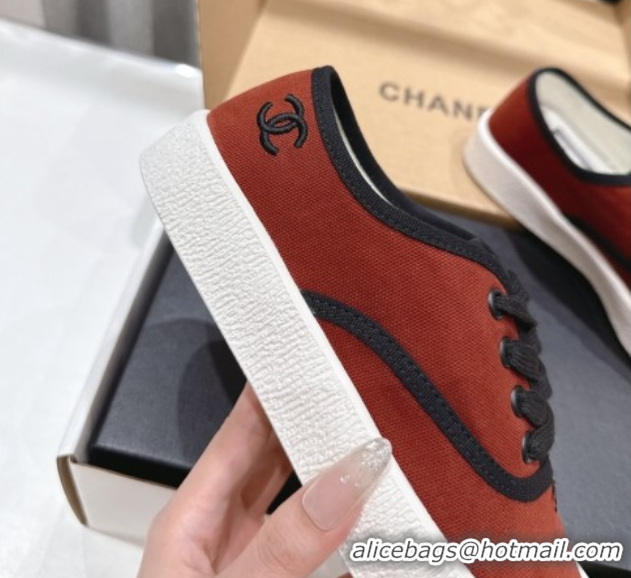 Discount Chanel Canvas Sneakers Dark Orange 2025 CH061007
