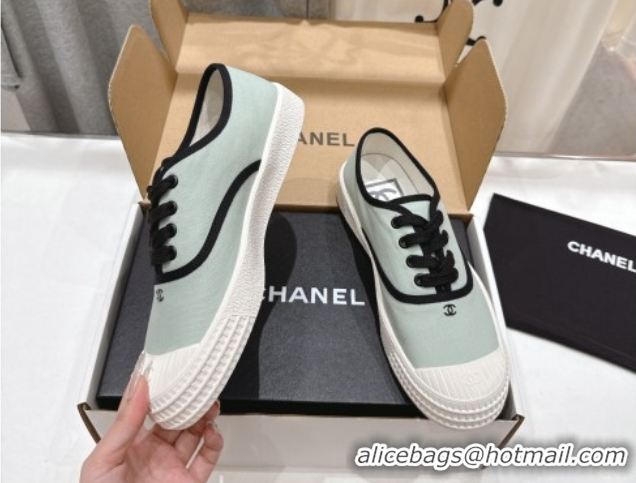 Fashion Chanel Canvas Sneakers Green 2025 CH061007