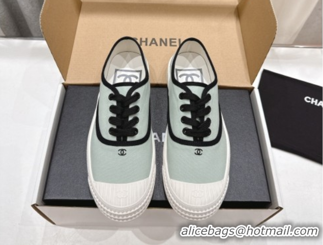 Fashion Chanel Canvas Sneakers Green 2025 CH061007
