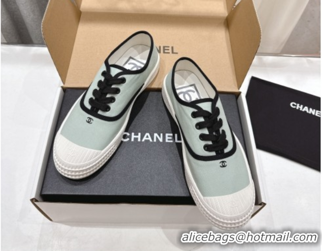 Fashion Chanel Canvas Sneakers Green 2025 CH061007