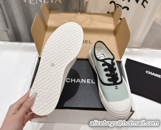 Fashion Chanel Canvas Sneakers Green 2025 CH061007
