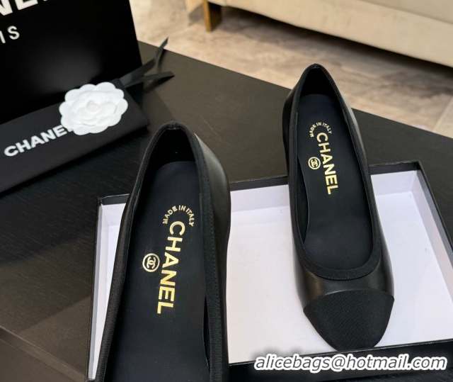 Charming Chanel Calfskin & Grosgrain Pumps 8.5cm with Pearls Heel Black 2025 CH061009