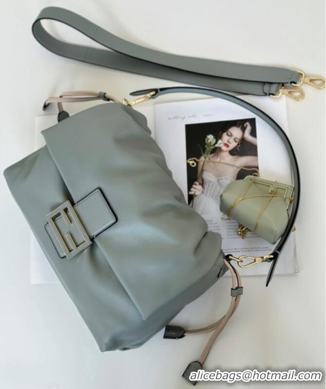 Super Quality Fendi Mamma Baguette Large Bag in Nappa Leather 8677L Green 2025