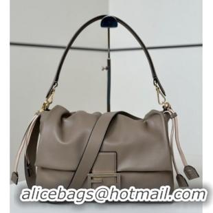 Top Grade Fendi Mamma Baguette Large Bag in Nappa Leather 8677L Dove Grey 2025
