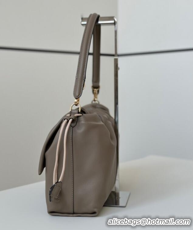 Top Grade Fendi Mamma Baguette Large Bag in Nappa Leather 8677L Dove Grey 2025