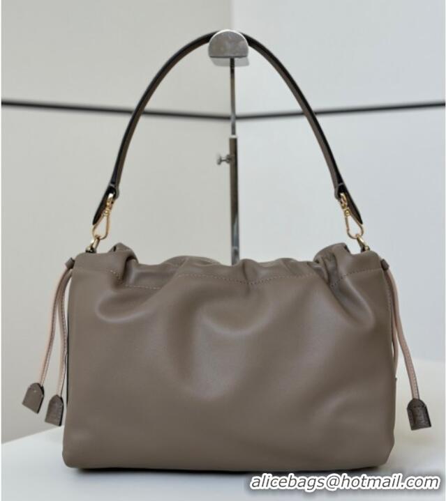Top Grade Fendi Mamma Baguette Large Bag in Nappa Leather 8677L Dove Grey 2025