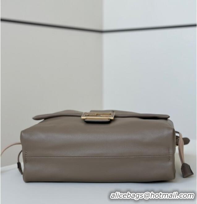 Top Grade Fendi Mamma Baguette Large Bag in Nappa Leather 8677L Dove Grey 2025