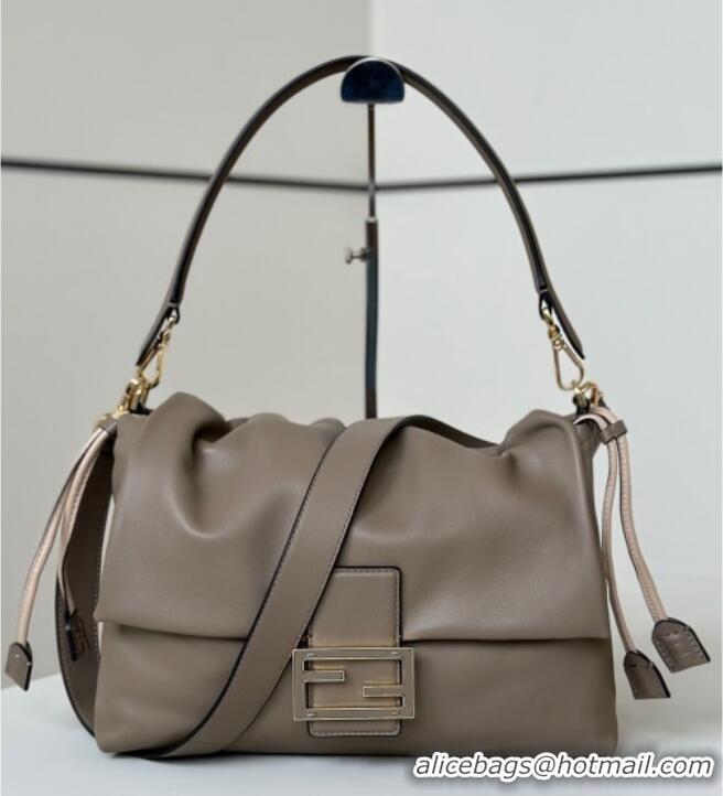 Top Grade Fendi Mamma Baguette Large Bag in Nappa Leather 8677L Dove Grey 2025