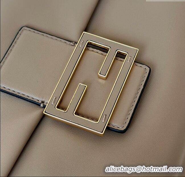 Top Grade Fendi Mamma Baguette Large Bag in Nappa Leather 8677L Dove Grey 2025