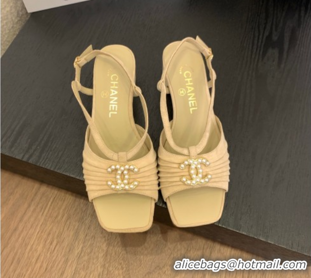 Most Popular Chanel Suede Sandals 3cm with CC Beige 2025 CH061010