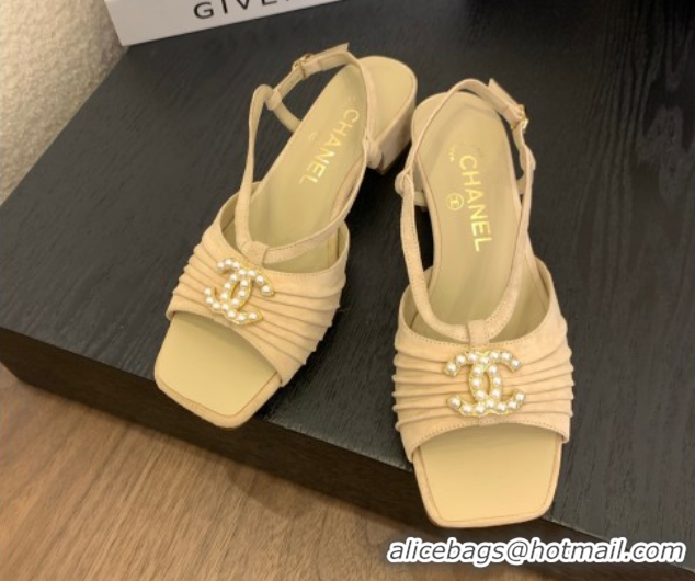 Most Popular Chanel Suede Sandals 3cm with CC Beige 2025 CH061010