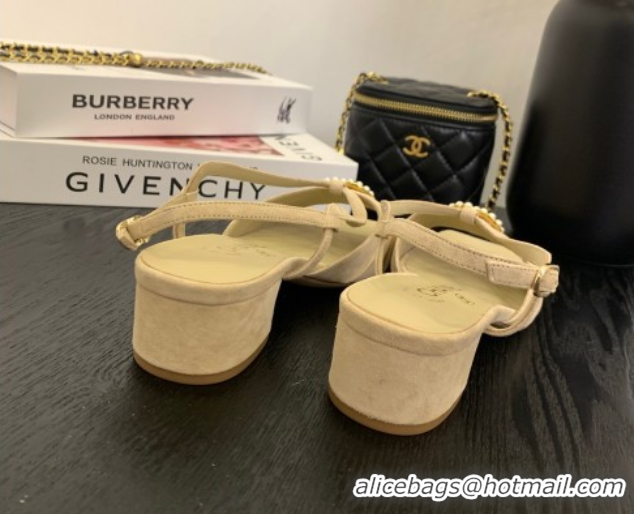 Most Popular Chanel Suede Sandals 3cm with CC Beige 2025 CH061010
