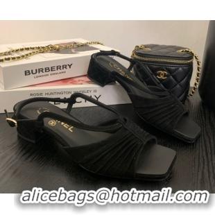 Cheap Price Chanel Suede Sandals 3cm with CC Black 2025 G46329