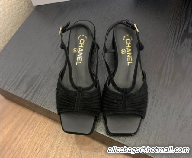 Cheap Price Chanel Suede Sandals 3cm with CC Black 2025 G46329