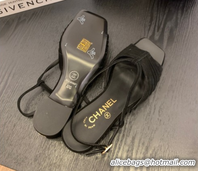 Cheap Price Chanel Suede Sandals 3cm with CC Black 2025 G46329