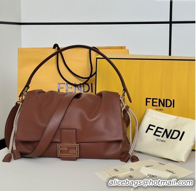 Good Taste Fendi Mamma Baguette Large Bag in Nappa Leather 8677L Brown 2025