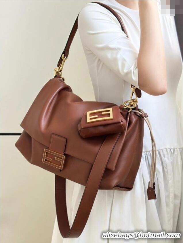 Good Taste Fendi Mamma Baguette Large Bag in Nappa Leather 8677L Brown 2025