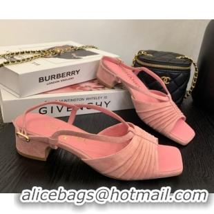 Charming Chanel Suede Sandals 3cm with CC Pink 2025 G46329
