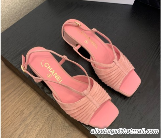 Charming Chanel Suede Sandals 3cm with CC Pink 2025 G46329