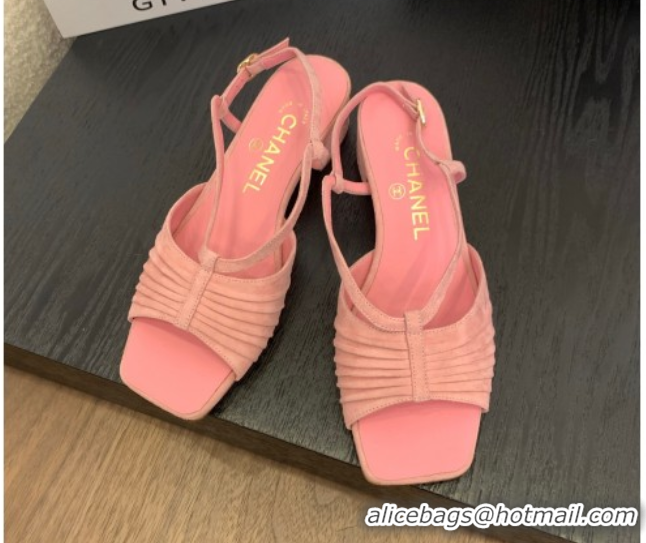 Charming Chanel Suede Sandals 3cm with CC Pink 2025 G46329