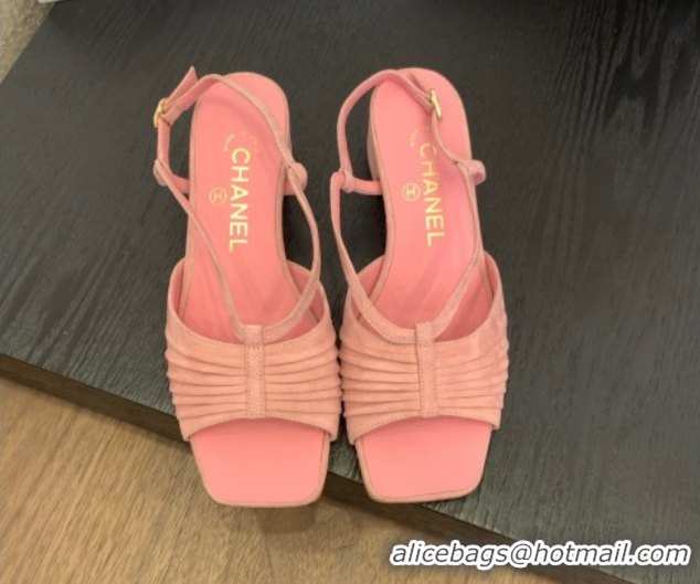 Charming Chanel Suede Sandals 3cm with CC Pink 2025 G46329