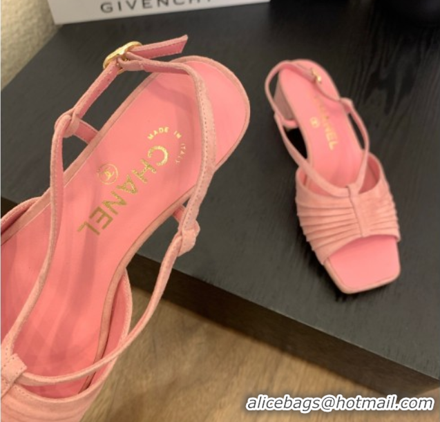Charming Chanel Suede Sandals 3cm with CC Pink 2025 G46329