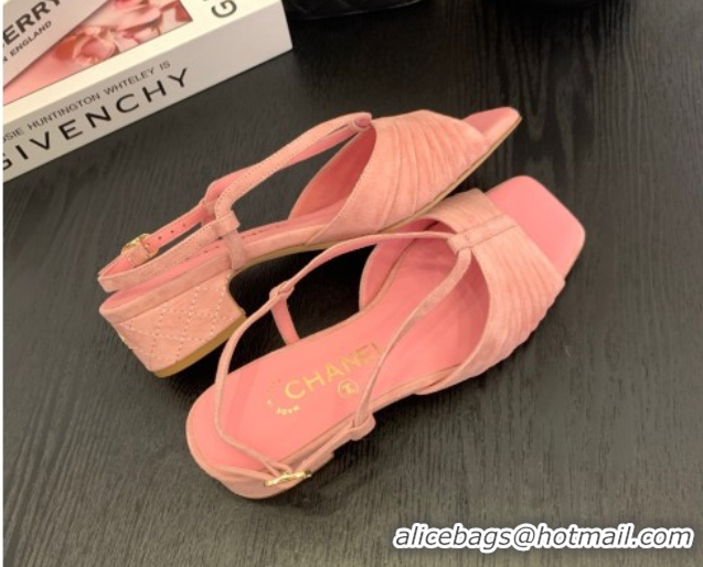 Charming Chanel Suede Sandals 3cm with CC Pink 2025 G46329