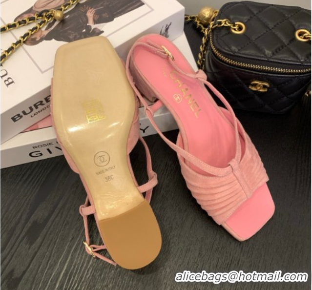 Charming Chanel Suede Sandals 3cm with CC Pink 2025 G46329
