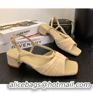 Good Product Chanel Suede Sandals 3cm with CC Beige 2025 G46329